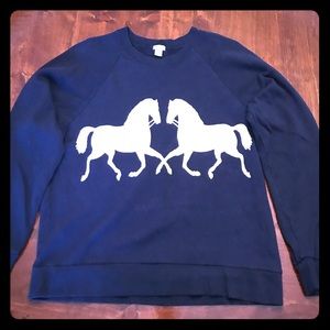 J. Crew Navy Cotton Horse Sweater XL